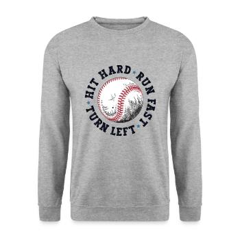 Drôle de chemise de baseball Maman Papa a frappé dur Courir vite - Sweat-shirt Unisexe - gris chiné - Devant - Alina (178cm) & Michal (187cm)