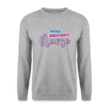 Badass Infirmière d’urgence Trauma Queen ER Emergency - Sweat-shirt Unisexe - gris chiné - Devant - Alina (178cm) & Michal (187cm)