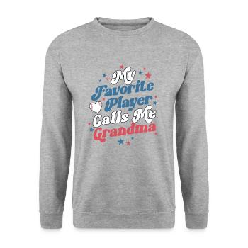 Mon joueur préféré m’appelle grand-mère rétro - Sweat-shirt Unisexe - gris chiné - Devant - Alina (178cm) & Michal (187cm)