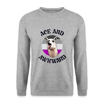 Ass und unbeholfen lustig asexuell Pride Month Niedlich - Unisex Pullover - Weißgrau meliert - Vorne - Alina (178cm) & Michal (187cm)