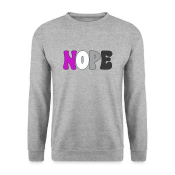 Nope Asexuality Pride Month Ace Aromantic Aro - Unisex Pullover - Weißgrau meliert - Vorne - Alina (178cm) & Michal (187cm)