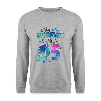 Cette sirène est 5 ans Mermaid Girl 5ème - Sweat-shirt Unisexe - gris chiné - Devant - Alina (178cm) & Michal (187cm)
