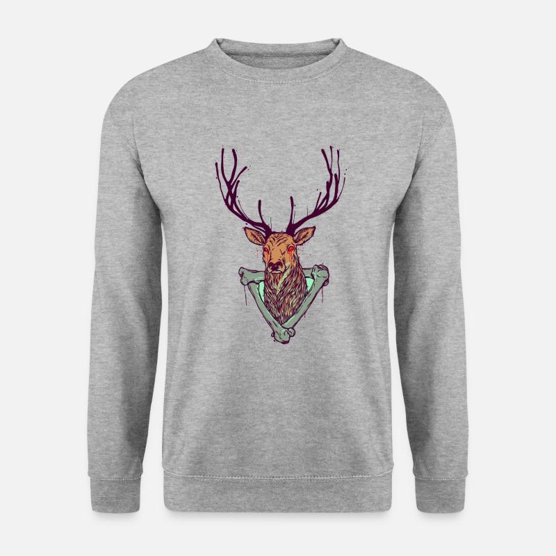 Hirschjagd - Unisex Pullover - Weißgrau meliert