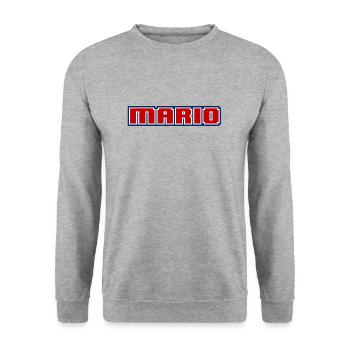 Cadeau Mario Pixel Gamer 8 bits - Sweat-shirt Unisexe - gris chiné - Devant - Alina (178cm) & Michal (187cm)