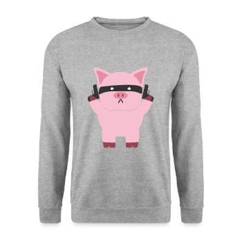 Porc - Sweat-shirt Unisexe - gris chiné - Devant - Alina (178cm) & Michal (187cm)
