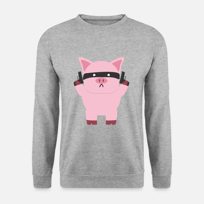 Schwein - Unisex Pullover - Weißgrau meliert