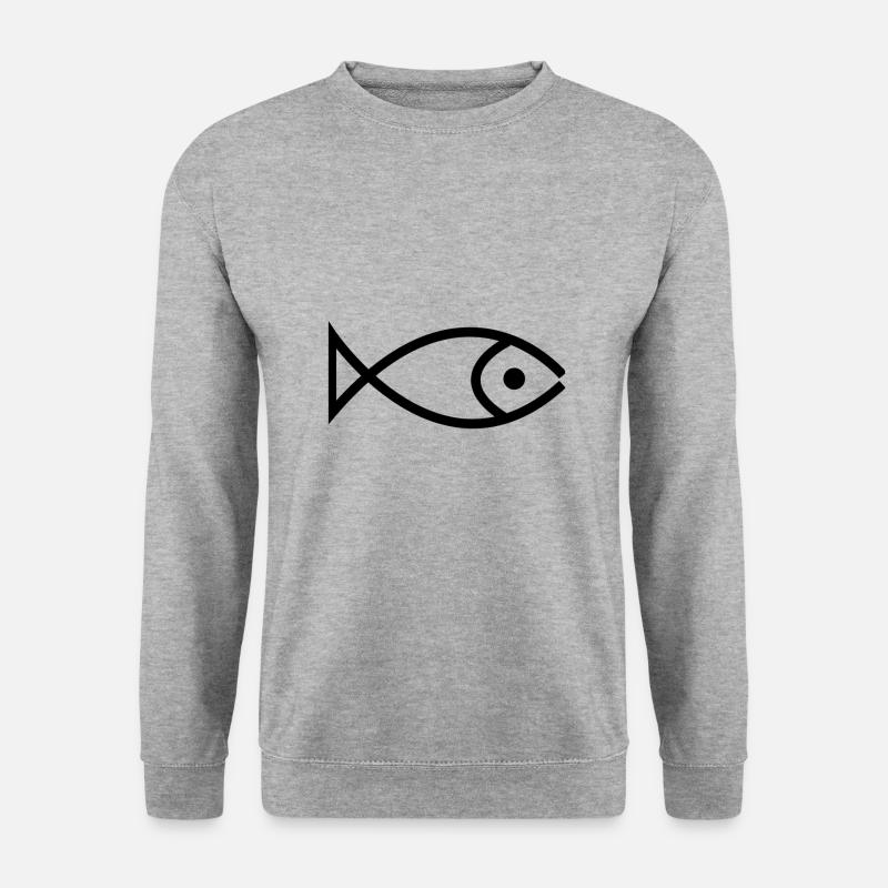 Fisch - Unisex Pullover - Weißgrau meliert