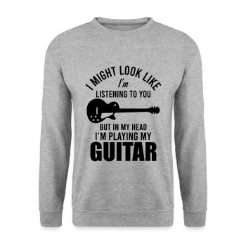 Gitarrist - Unisex Pullover - Weißgrau meliert - Vorne - Alina (178cm) & Michal (187cm)
