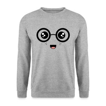 Nerdy Face - Unisex Sweatshirt - salt & pepper - Front - Alina (178cm) & Michal (187cm)