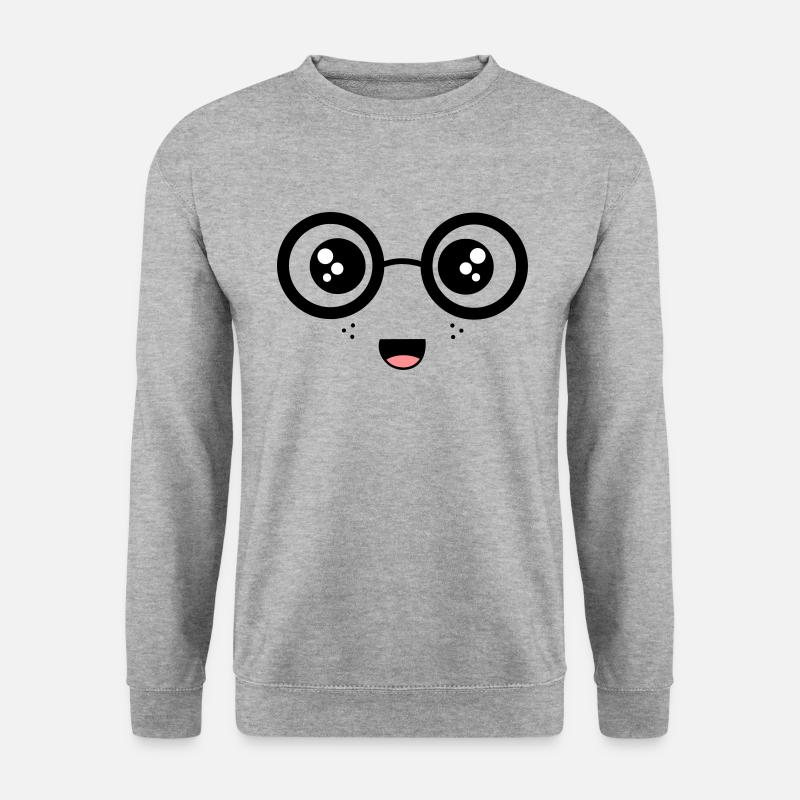 Nerdy Face - Unisex Pullover - Weißgrau meliert