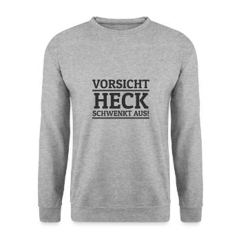 Heck schwenkt aus! Dicker Hintern Fetter Arsch - Unisex Pullover - Weißgrau meliert - Vorne - Alina (178cm) & Michal (187cm)