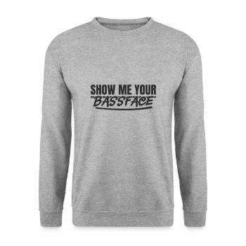 Montre moi ton bassface! Rave Techno Hardstyle - Sweat-shirt Unisexe - gris chiné - Devant - Alina (178cm) & Michal (187cm)