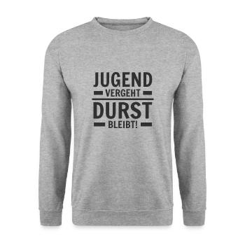 La jeunesse a soif! Anniversaire chemise anniversaire - Sweat-shirt Unisexe - gris chiné - Devant - Alina (178cm) & Michal (187cm)