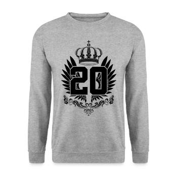 20E ANNIVERSAIRE ENFIN 20 ANS - Sweat-shirt Unisexe - gris chiné - Devant - Alina (178cm) & Michal (187cm)