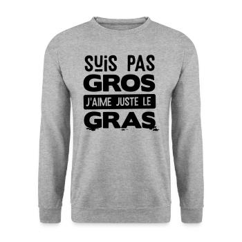 Manger gras expression humour - Sweat-shirt Unisexe - gris chiné - Devant - Alina (178cm) & Michal (187cm)