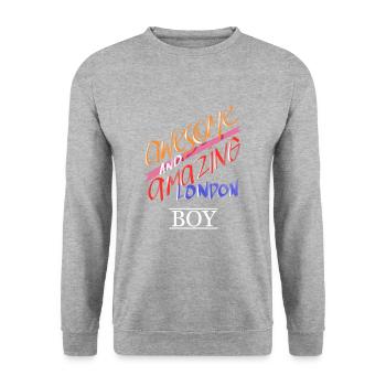 Londres Angleterre Awesome Amazing London Boy Gift - Sweat-shirt Unisexe - gris chiné - Devant - Alina (178cm) & Michal (187cm)