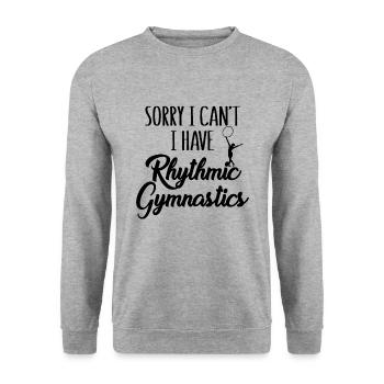 Turner Tut mir leid, ich kann keine rhythmische Gymnastik haben - Unisex Pullover - Weißgrau meliert - Vorne - Alina (178cm) & Michal (187cm)