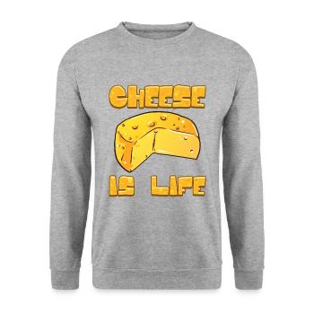 Cheese Lover Gift Cheese is Life - Unisex Sweatshirt - salt & pepper - Front - Alina (178cm) & Michal (187cm)