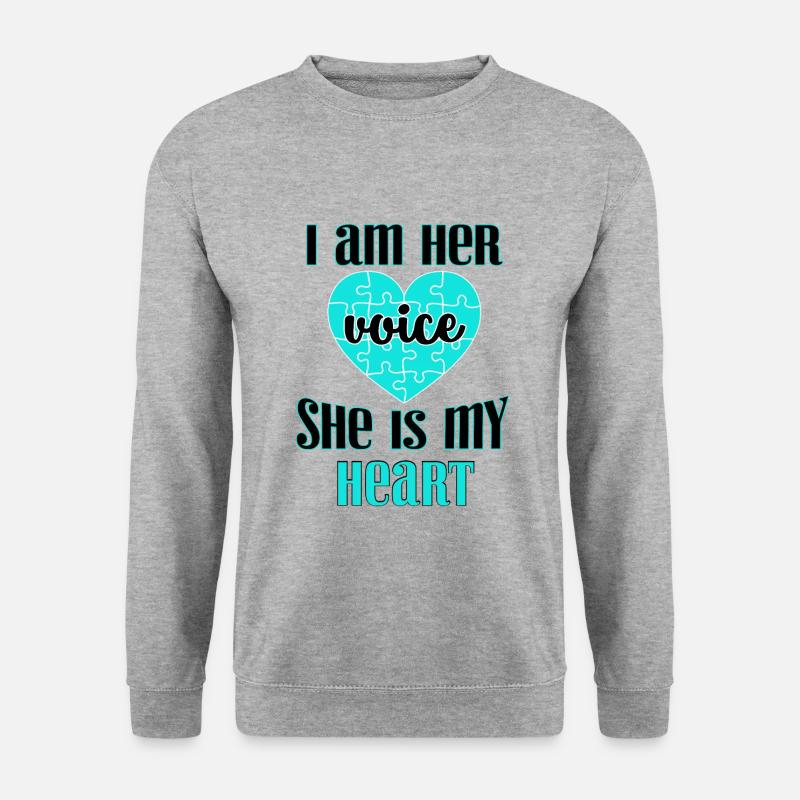 Special Needs Mom Geschenk Ich bin ihre Stimme Sie ist meine - Unisex Pullover - Weißgrau meliert
