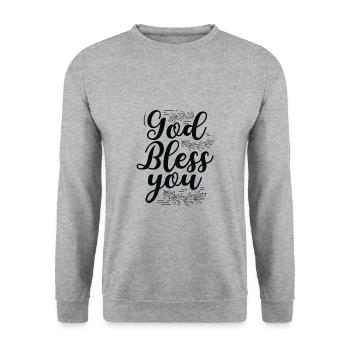 Christian Gift God Bless You Christianity Gifts - Unisex Sweatshirt - salt & pepper - Front - Alina (178cm) & Michal (187cm)