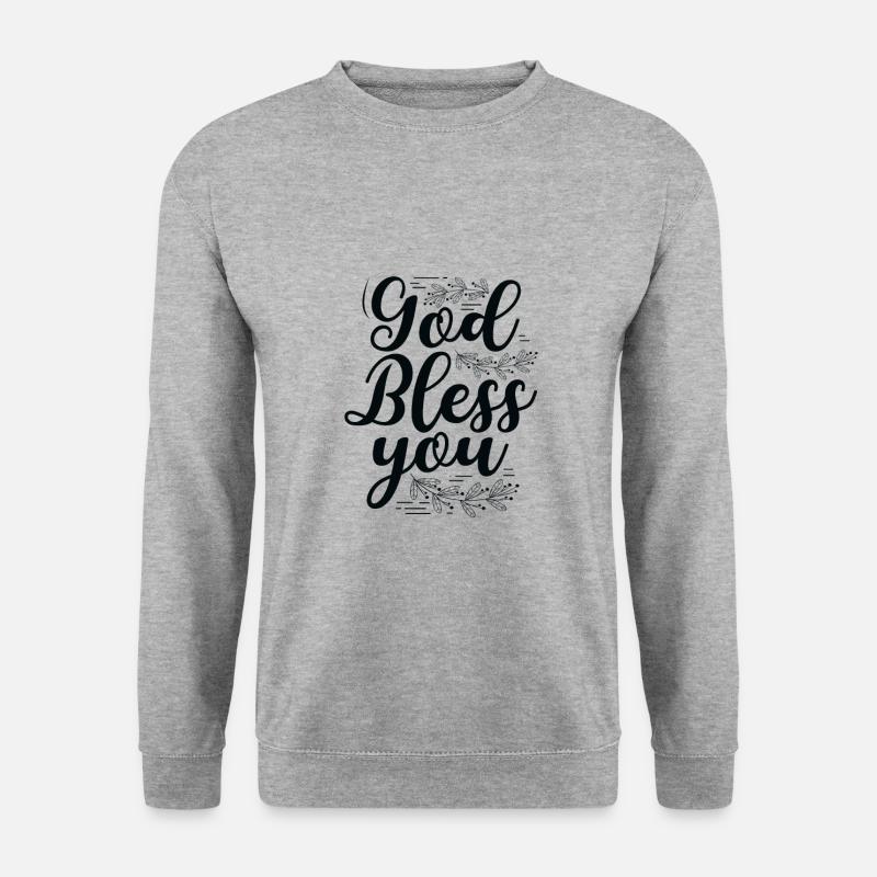 Christliches Geschenk Gott segne Dich Christliche Geschenke - Unisex Pullover - Weißgrau meliert