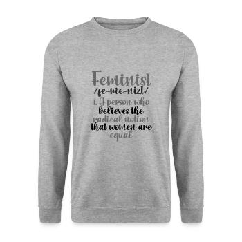 Feminismus schenkt radikale Vorstellung, dass Frauen gleich sind - Unisex Pullover - Weißgrau meliert - Vorne - Alina (178cm) & Michal (187cm)