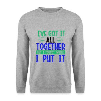 Sarkastische Geschenke, die ich noch nie gefälscht habe Sarkasmus-Geschenk - Unisex Pullover - Weißgrau meliert - Vorne - Alina (178cm) & Michal (187cm)