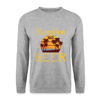 Cadeaux d’été Palmiers tropicaux Soleil et Bière - Sweat-shirt Unisexe - gris chiné - Devant - Alina (178cm) & Michal (187cm)