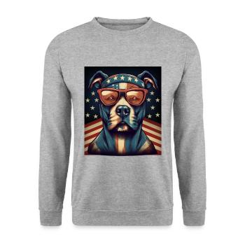 Patriote Pitbull Drapeau américain Pitbull Patriotique - Sweat-shirt Unisexe - gris chiné - Devant - Alina (178cm) & Michal (187cm)
