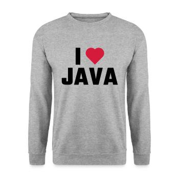 Ich liebe Java - Unisex Pullover - Weißgrau meliert - Vorne - Alina (178cm) & Michal (187cm)