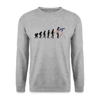 Astronomie Evolution Astrofotografie Geschenk - Unisex Pullover - Weißgrau meliert - Vorne - Alina (178cm) & Michal (187cm)