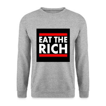 Eat the rich - Unisex Pullover - Weißgrau meliert - Vorne - Alina (178cm) & Michal (187cm)
