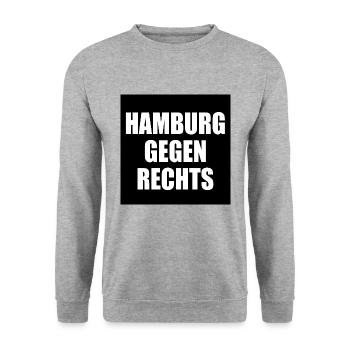 hamburg gegen rechts - Unisex Pullover - Weißgrau meliert - Vorne - Alina (178cm) & Michal (187cm)