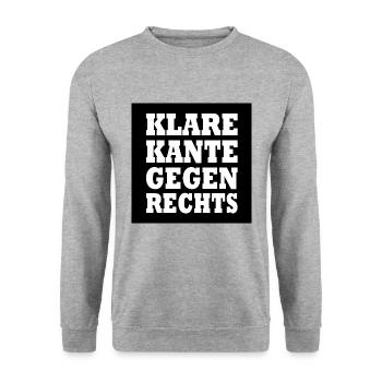 klare kante gegen rechts - Unisex Pullover - Weißgrau meliert - Vorne - Alina (178cm) & Michal (187cm)