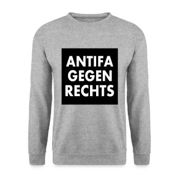 Antifa gegen rechts - Unisex Pullover - Weißgrau meliert - Vorne - Alina (178cm) & Michal (187cm)