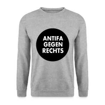 Antifa gegen rechts - Unisex Pullover - Weißgrau meliert - Vorne - Alina (178cm) & Michal (187cm)