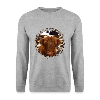 Highland Cow - Unisex Sweatshirt - salt & pepper - Front - Alina (178cm) & Michal (187cm)