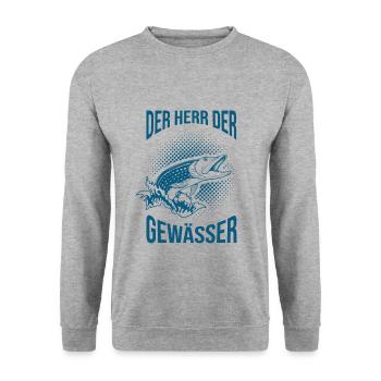 Chemise de pêcheur de brochet - Sweat-shirt Unisexe - gris chiné - Devant - Alina (178cm) & Michal (187cm)
