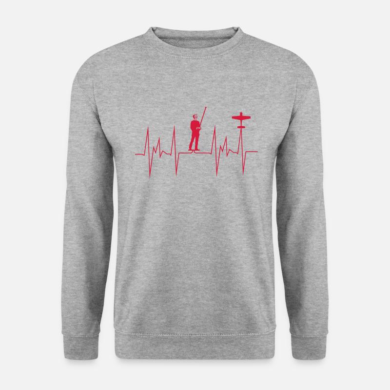 herzschlag modellflug - Unisex Pullover - Weißgrau meliert