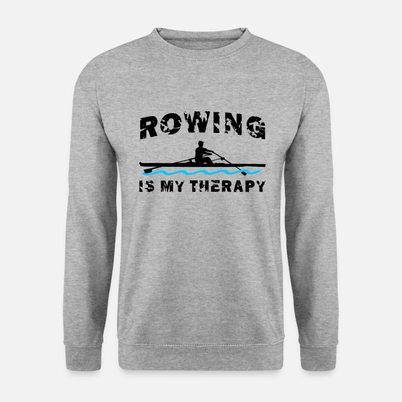 Rudern ist meine Therapie, Rudern, Ruderer - Unisex Pullover - Weißgrau meliert