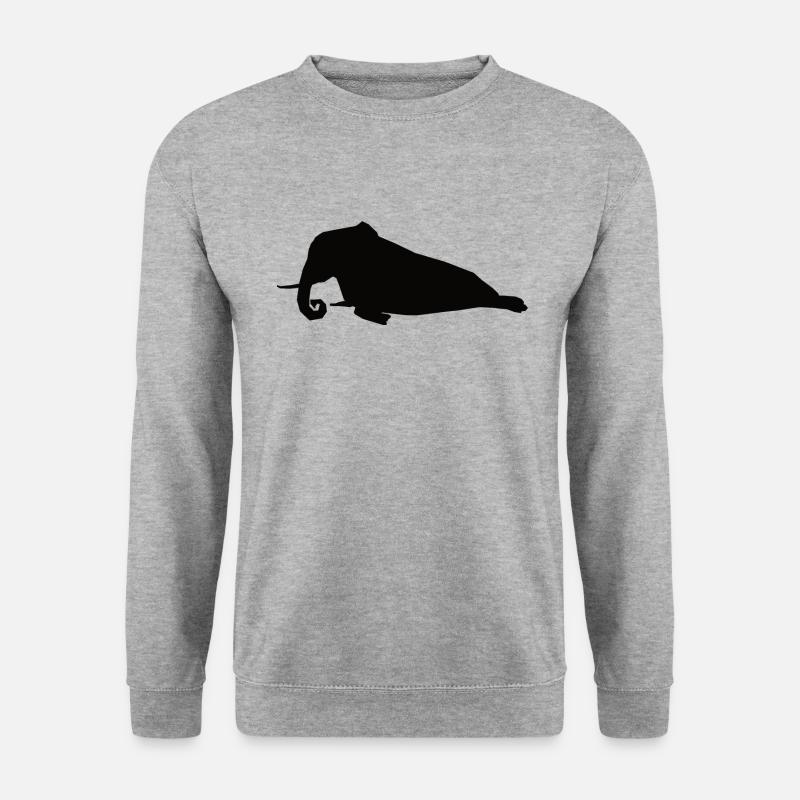 Seerüssel - Seeelefant und Rüssel - Unisex Pullover - Weißgrau meliert