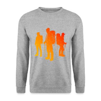 Bouldering Herren Climbing Klettern Climber - Unisex Pullover - Weißgrau meliert - Vorne - Alina (178cm) & Michal (187cm)