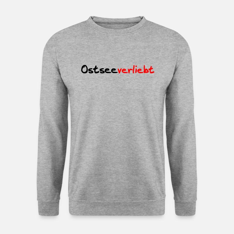 Ostseeverliebt schwarz rot - Unisex Pullover - Weißgrau meliert