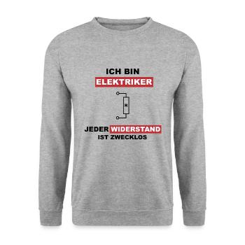 elektriker widerstand - Unisex Pullover - Weißgrau meliert - Vorne - Alina (178cm) & Michal (187cm)