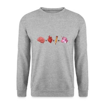 Zusatz - Unisex Pullover - Weißgrau meliert - Vorne - Alina (178cm) & Michal (187cm)