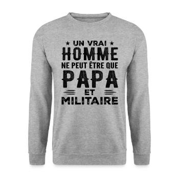 A Real Man Is Only a Dad and a Military - Unisex Sweatshirt - salt & pepper - Front - Alina (178cm) & Michal (187cm)