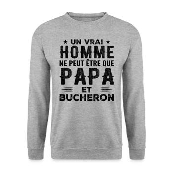 A Real Man Is Only Dad and Lumberjack - Unisex Sweatshirt - salt & pepper - Front - Alina (178cm) & Michal (187cm)