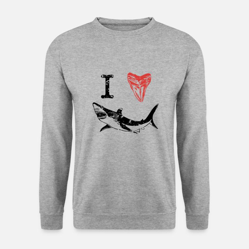 I Love Sharks - Unisex Pullover - Weißgrau meliert