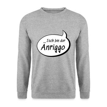 Isch bin dor Änriggo Enrico auf sächsisch lustig - Unisex Pullover - Weißgrau meliert - Vorne - Alina (178cm) & Michal (187cm)