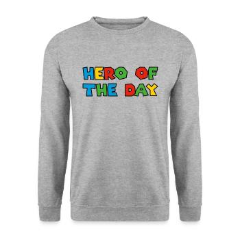 HERO OF THE DAY - HERO OF THE DAY - SUPERHERO - Unisex Sweatshirt - salt & pepper - Front - Alina (178cm) & Michal (187cm)